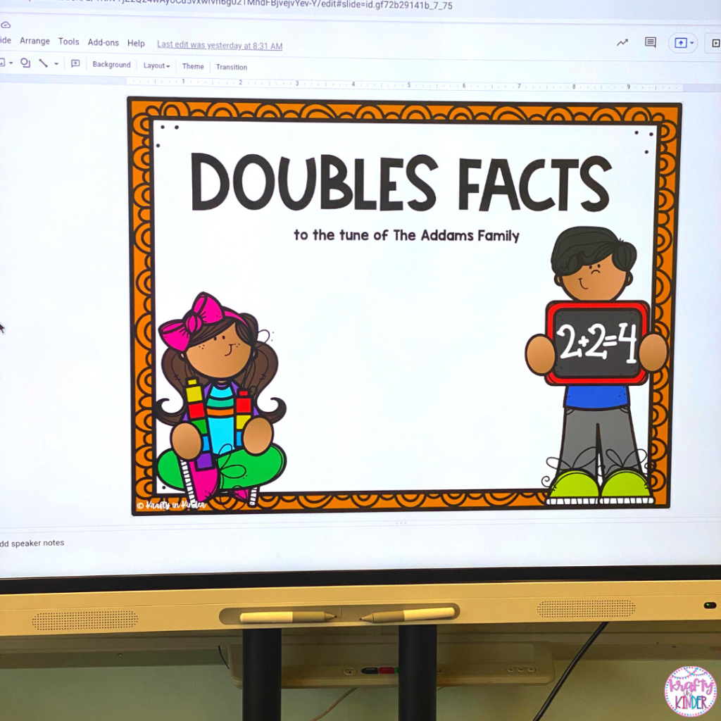 Songs are a great way to help your students learn and remember important doubles facts in. a fun way