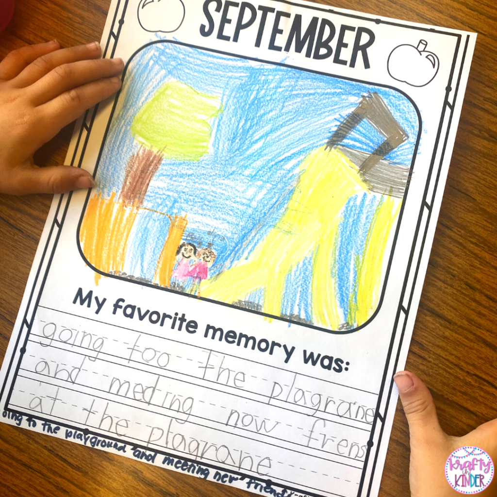 "September" page of Student Memory Book.