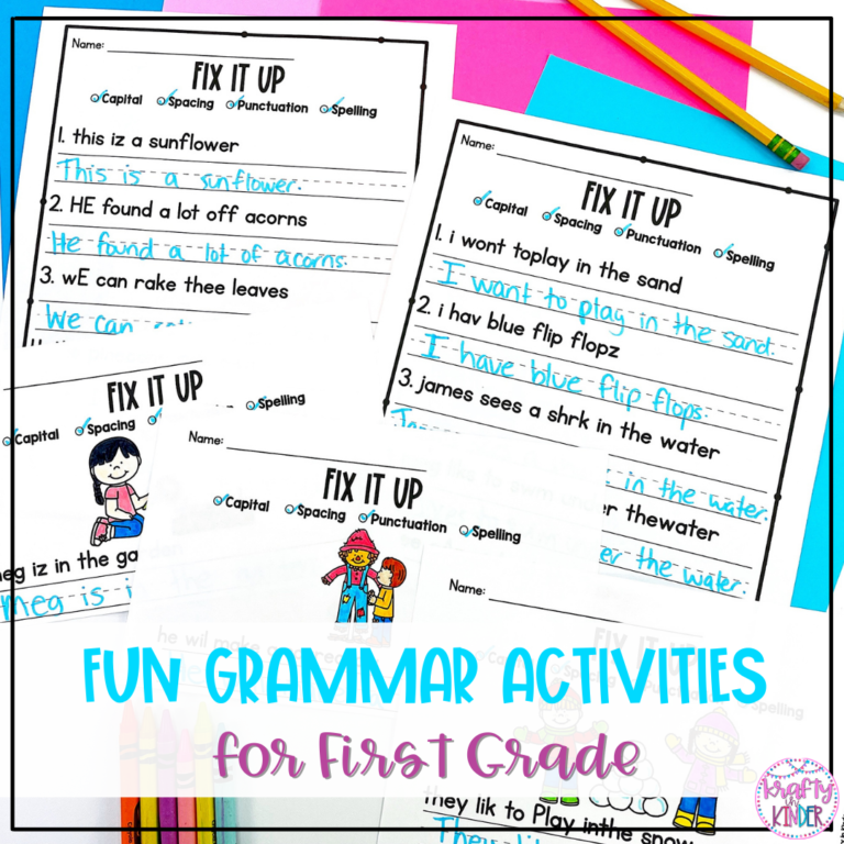 These fun grammar activities for first grade will help your students get valuable practice with correcting sentence structure, spelling, and punctuation.