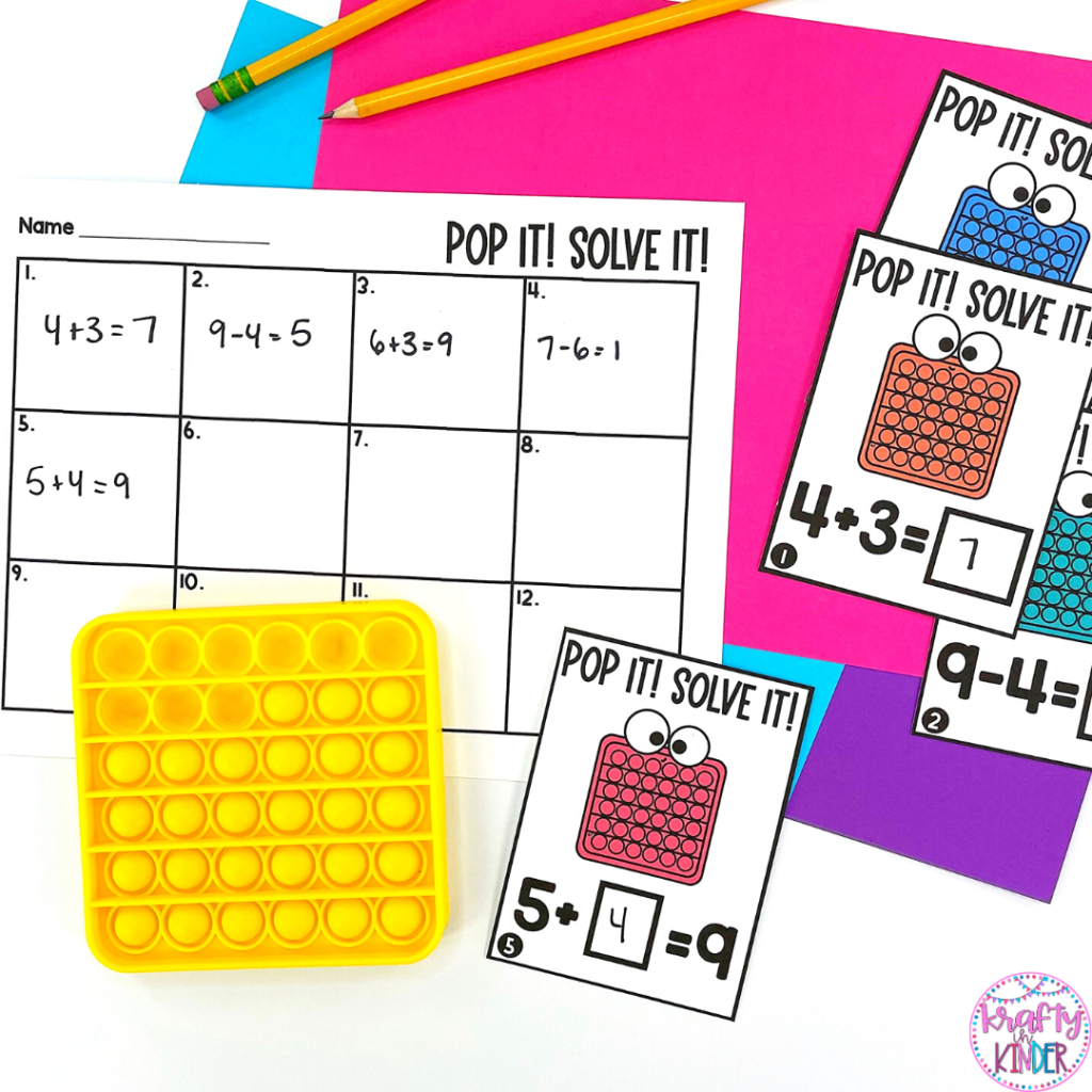 Pop It math games like these are not only fun but interactive as well giving your students the opportunity to practice some fine motor skills along with addition facts.