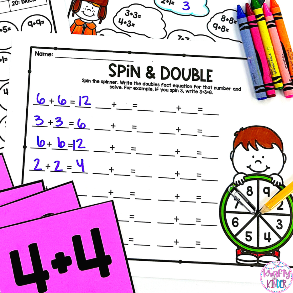 A doubles facts game like this is a great way to keep your kiddos excited about practicing addition.