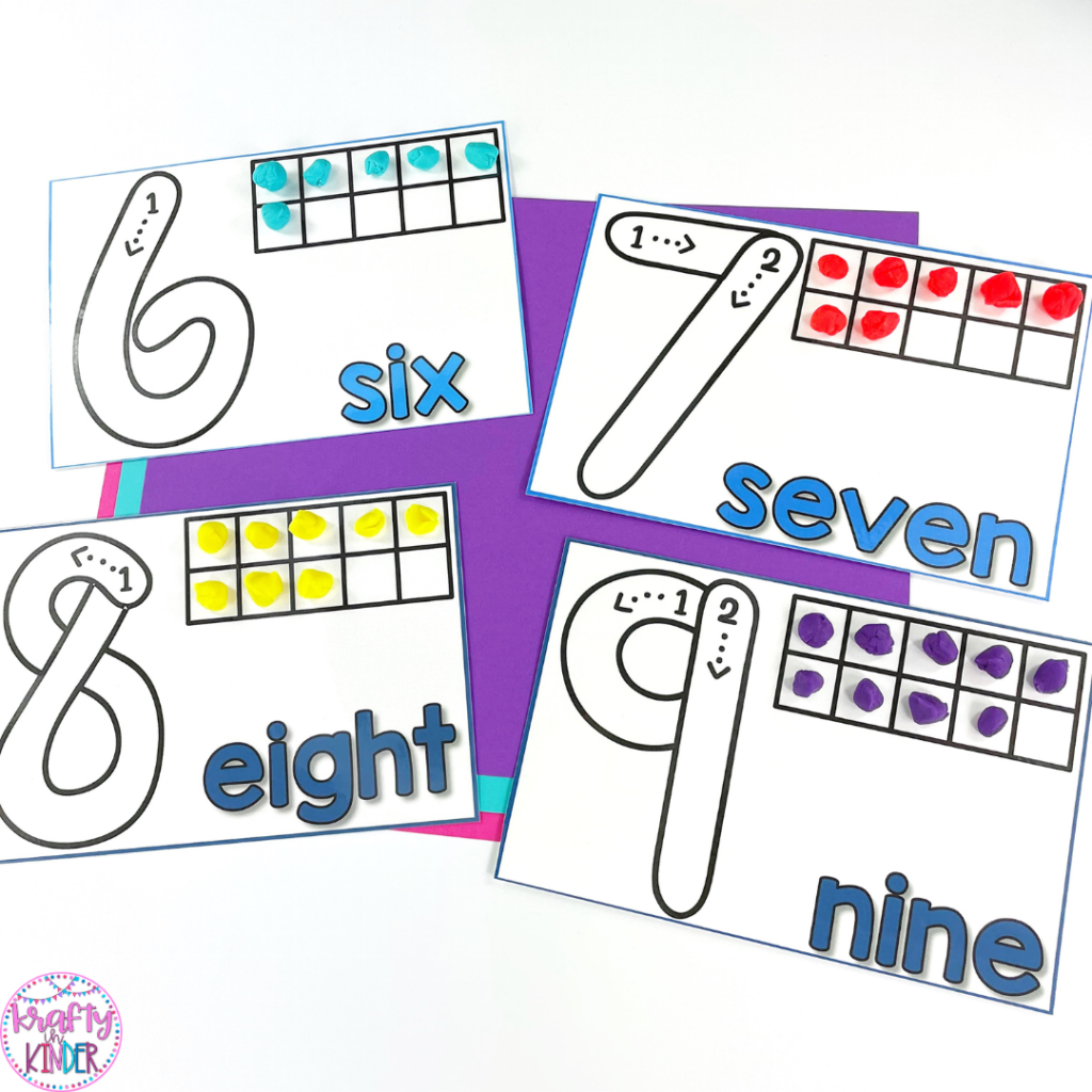 Number formation play dough mats like these not only reinforce number formation but also help students practice fine motor skills and counting as well.