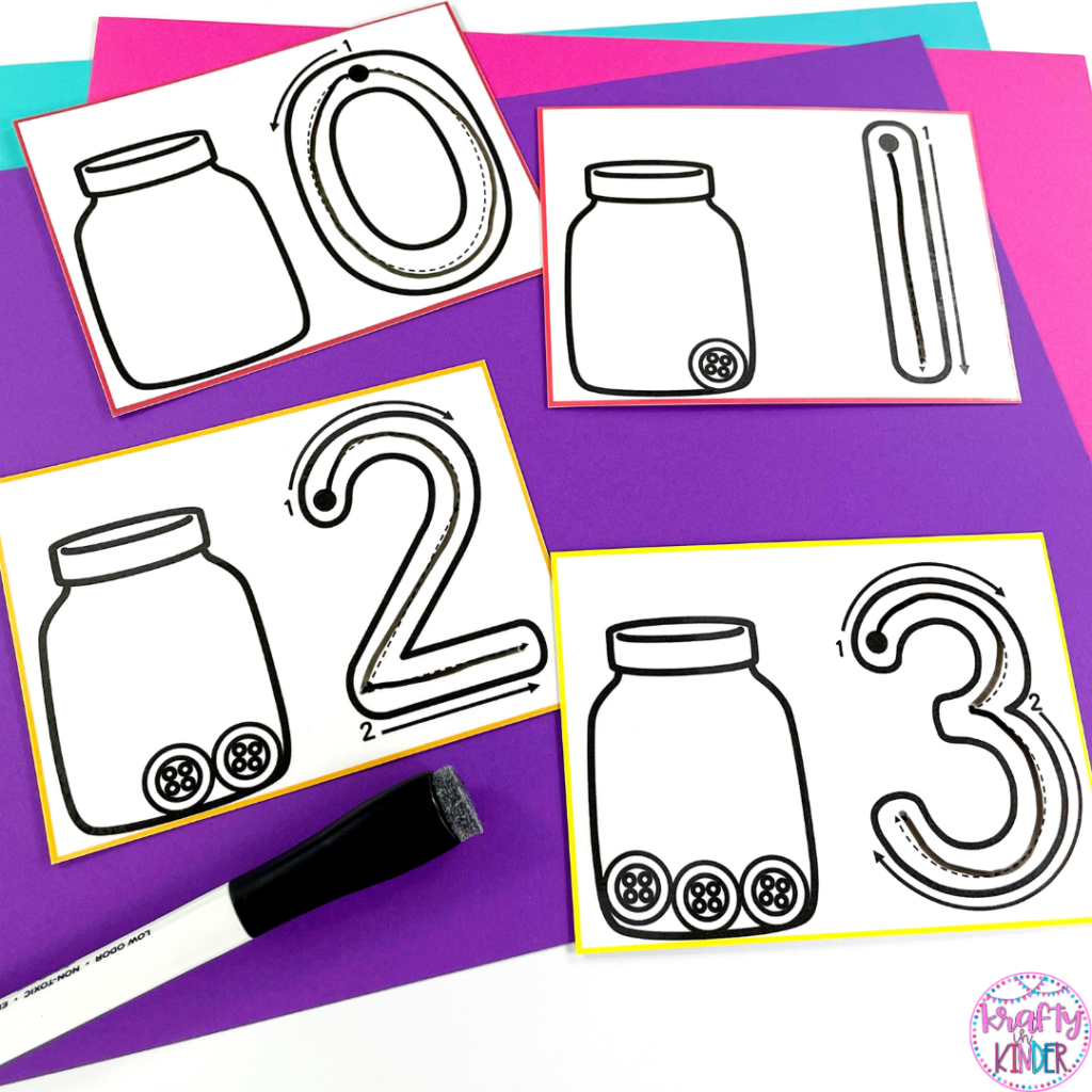 Trace and Count Cards like these are perfect for getting in some number formation and counting practice.