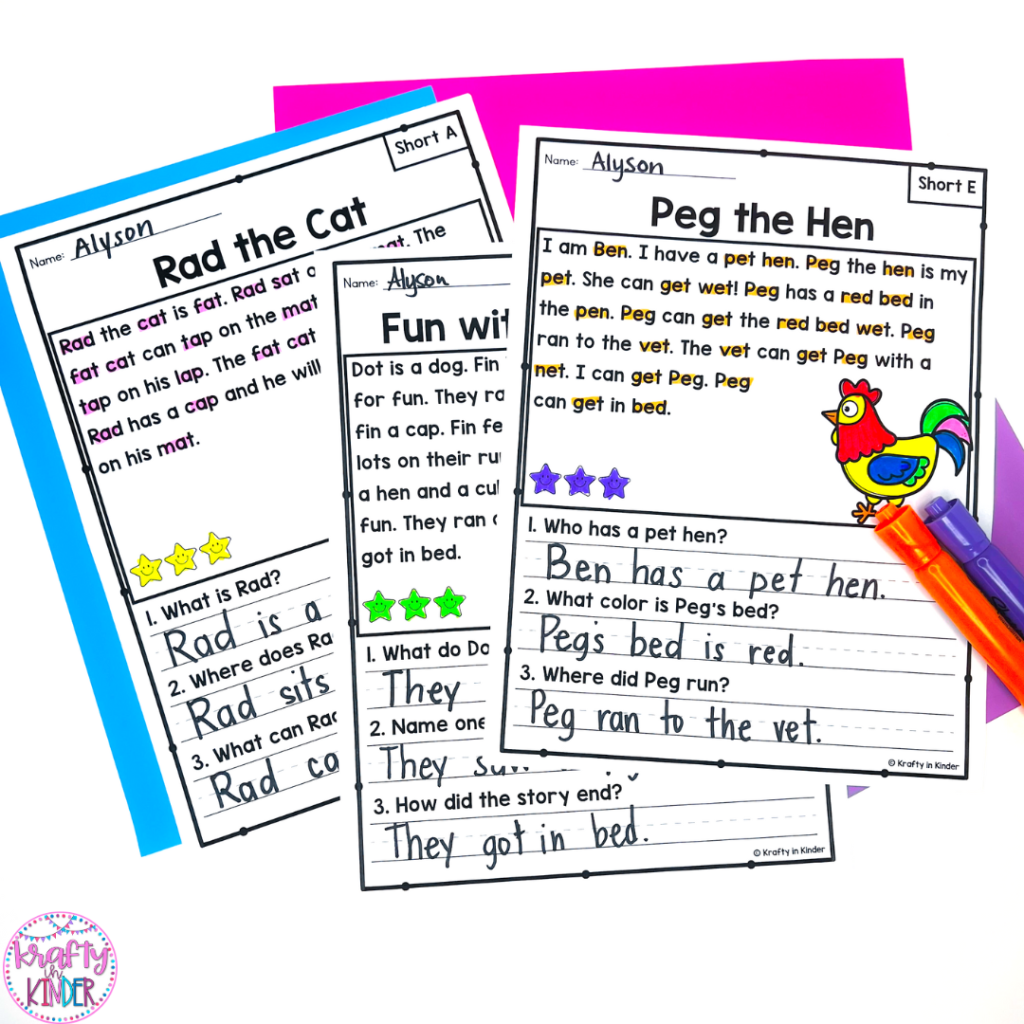 On day two with controlled texts, use worksheets like these for students to show deeper understanding by highlighting target words in the text.