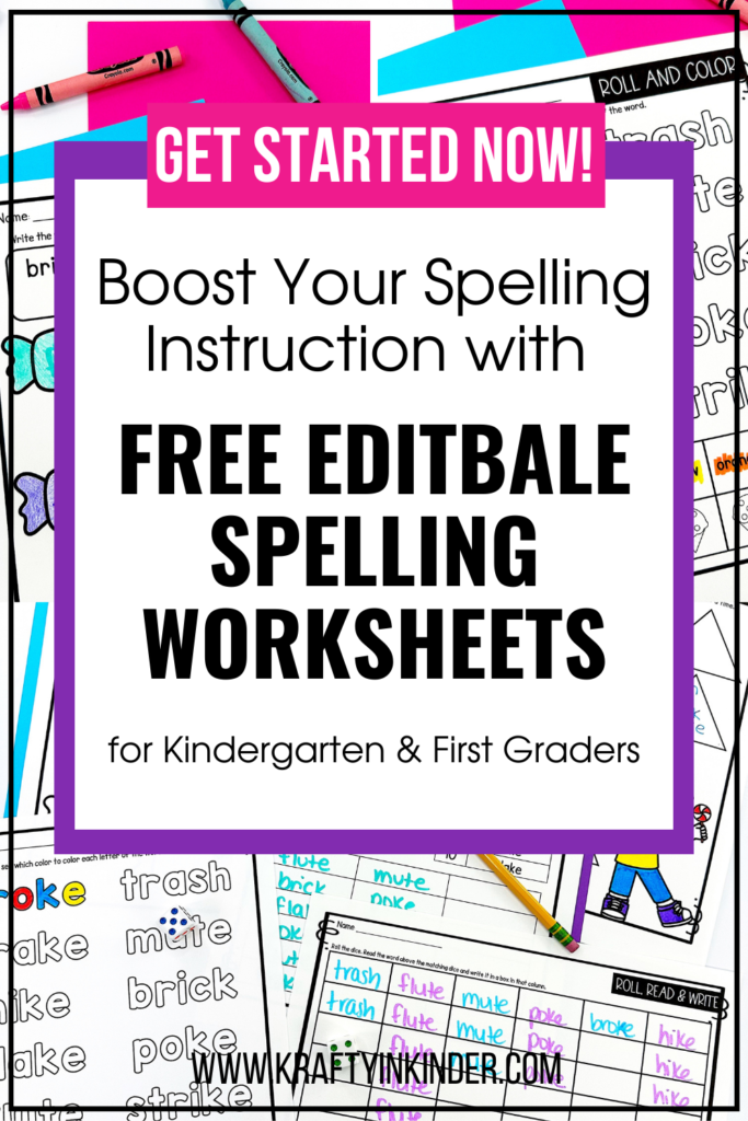 Try these Free Editable Spelling Worksheets to enhance your spelling instruction and save you time! Perfect for kindergarten, first grade, and second grade!