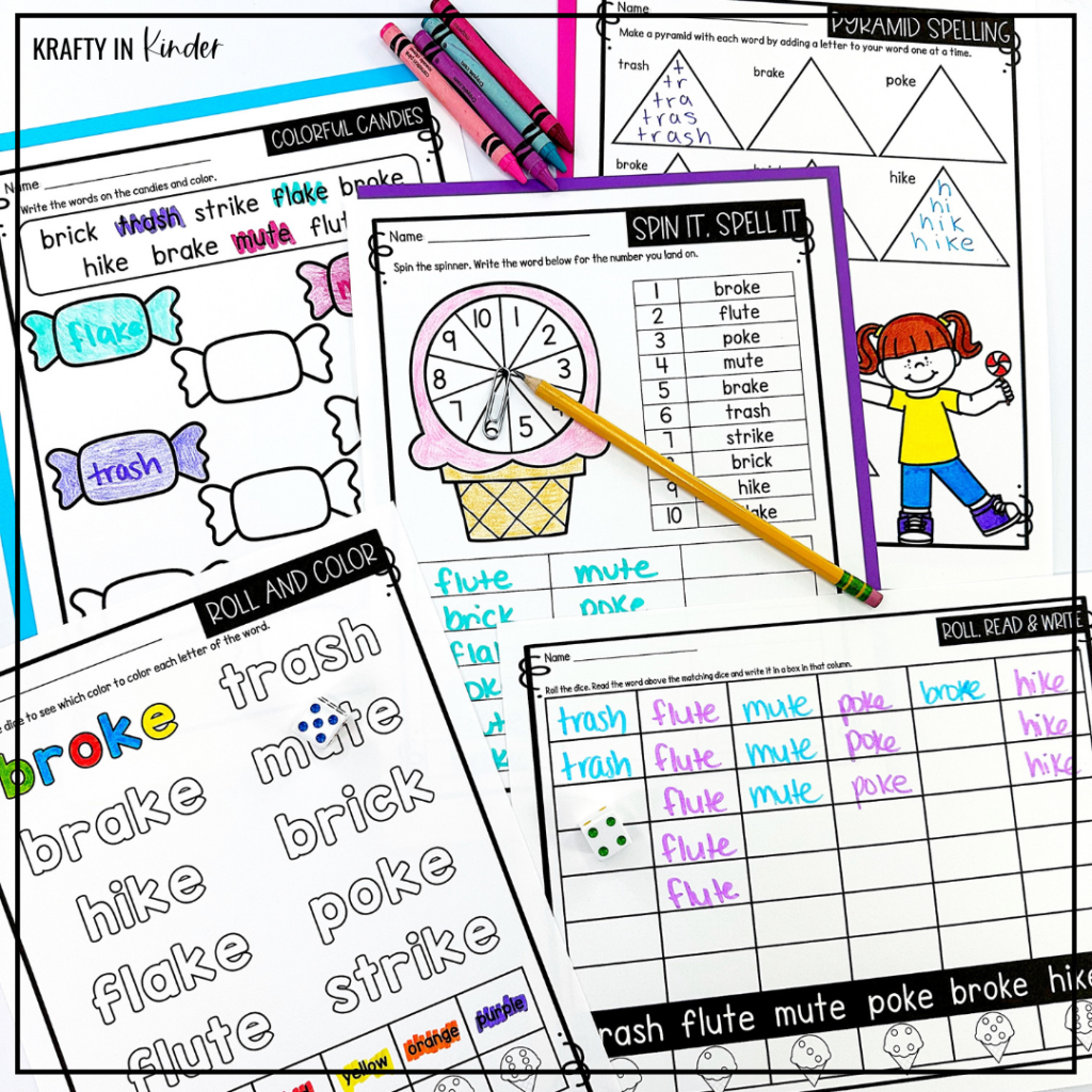 Editable Spelling Worksheets provide kindergarten and first grade students with hands-on spelling practice