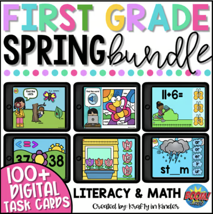 Check out these math and literacy Boom Card games for first graders! Your students will love these engaging activities!