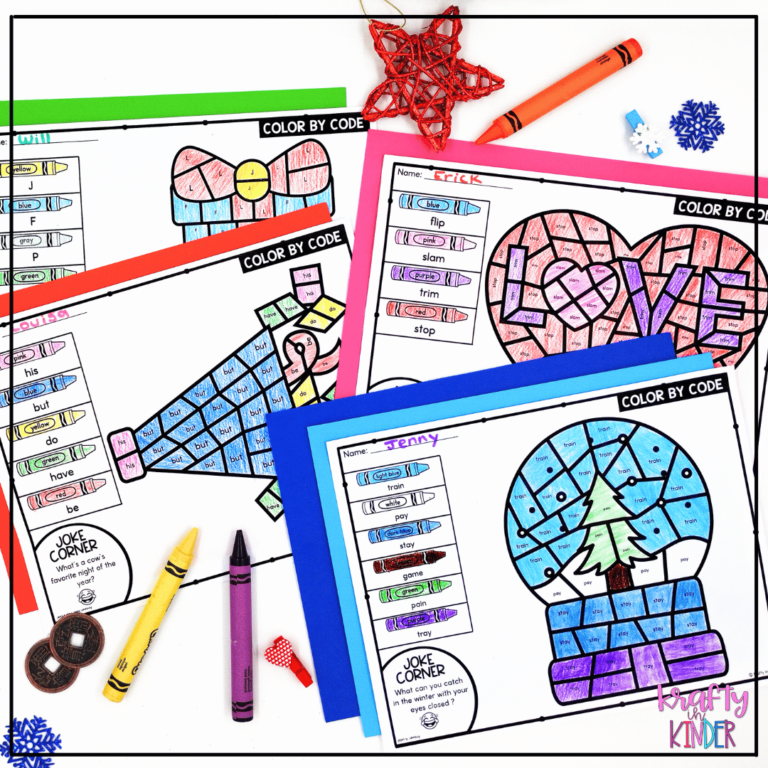 Try using educational coloring pages to practice any skill with these winter themed color by code activities.