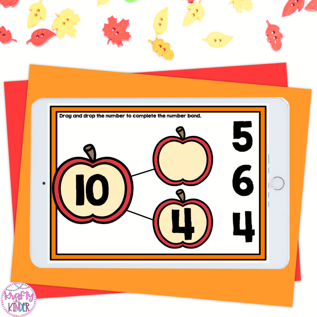 This image shows a digital activity that students can use to build number bonds.