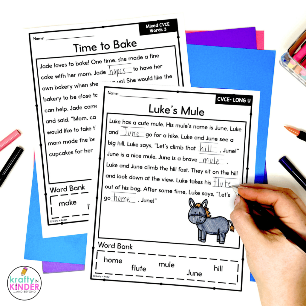 Including fill in the blanks as part of your decodable reading passages is a great way to extend students' learning.