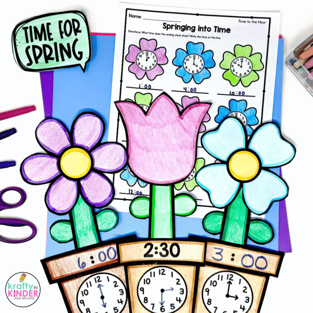 This image highlights a spring math craft that is part of the bundle.