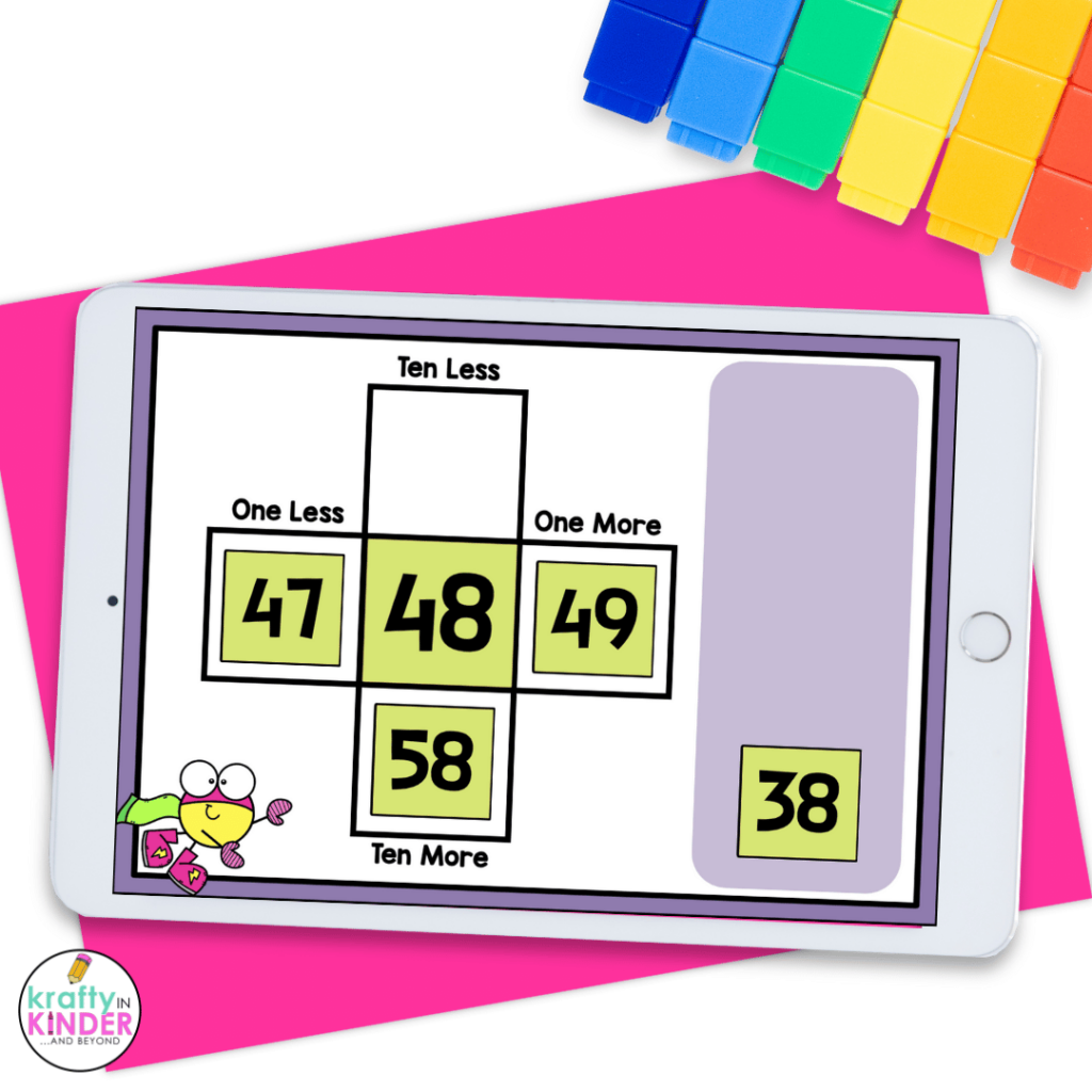 This image highlights a digital hundreds chart activity that can be used when teaching place value.