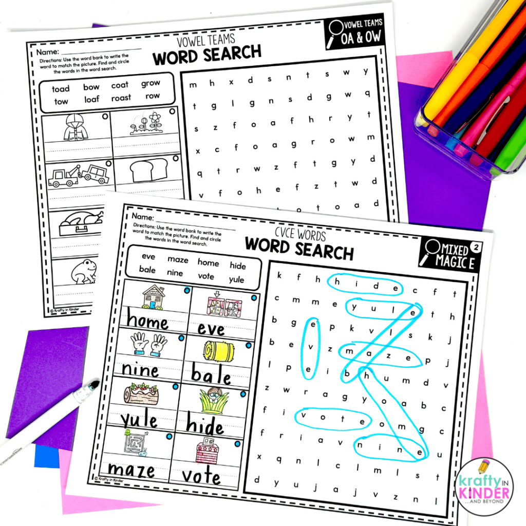 These no prep long vowel word searches are a great way for students to practice vowel teams.