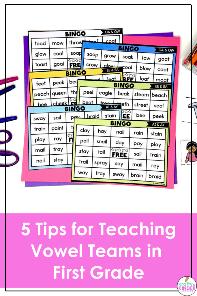 Wondering when and how to teach vowel teams in your first grade classroom? This post has you covered with 5 tips for teaching vowel teams plus some resource ideas to help you get started!