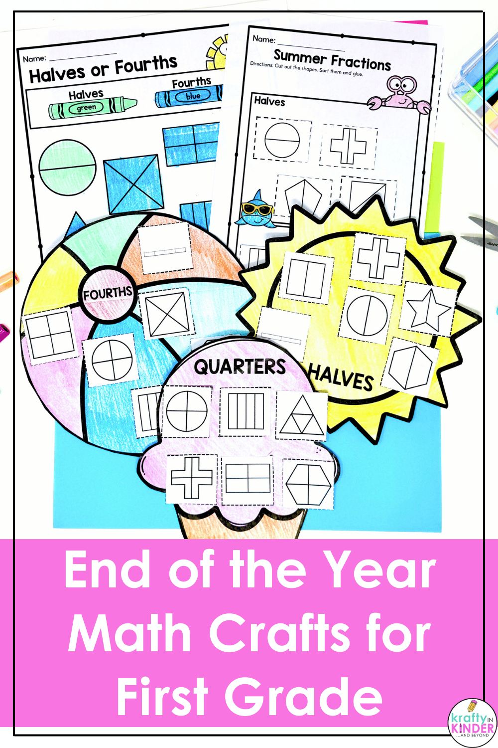 End of the Year Math Crafts for First Grade - Krafty in Kinder