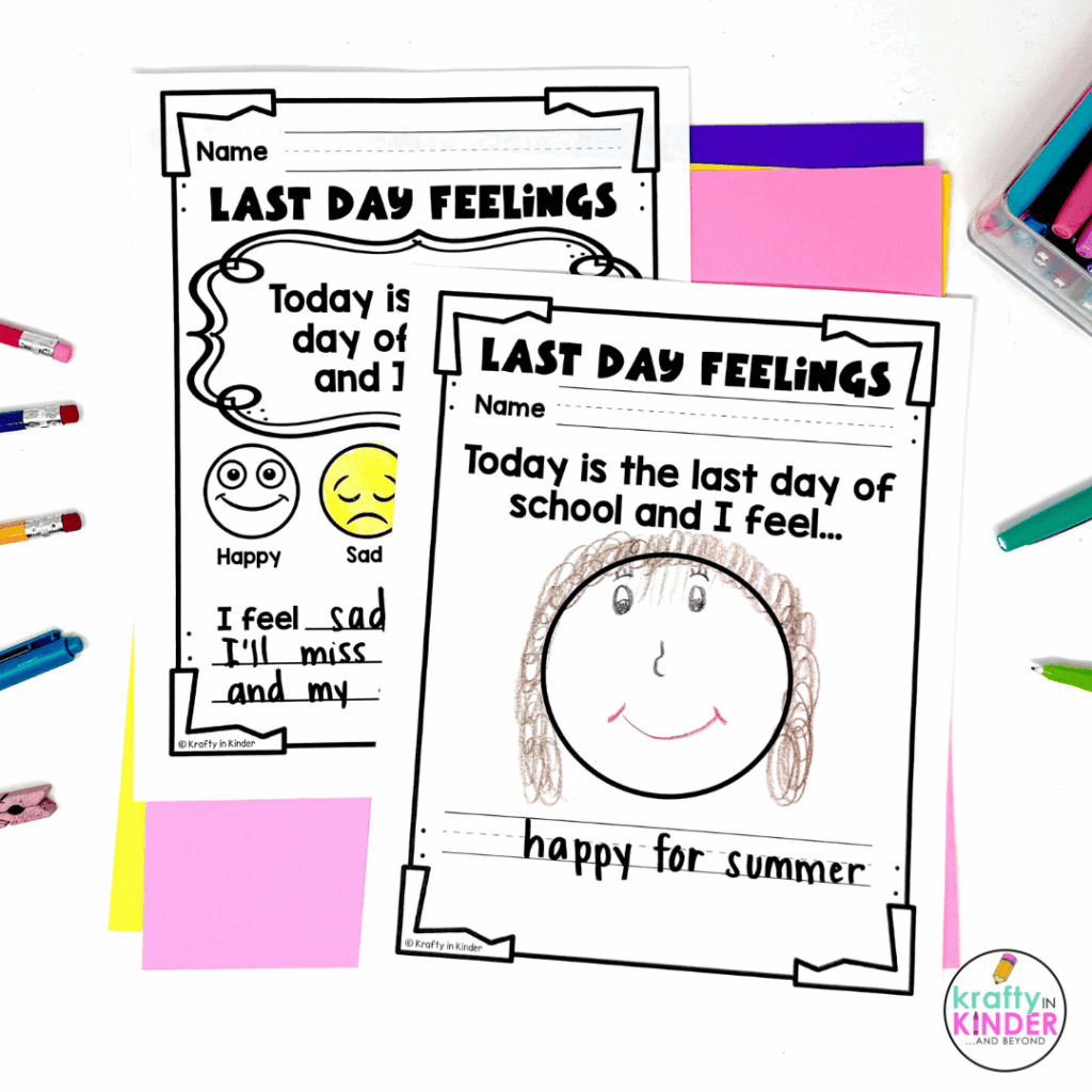 This resource includes differentiated last day feelings prompts so you can choose the one that works best for your students.