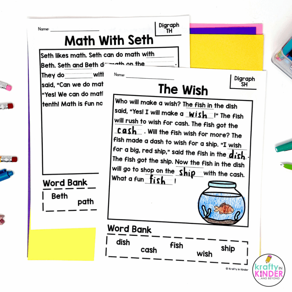 Fill in the blank activities are one way to get students to interact with phonics passages.