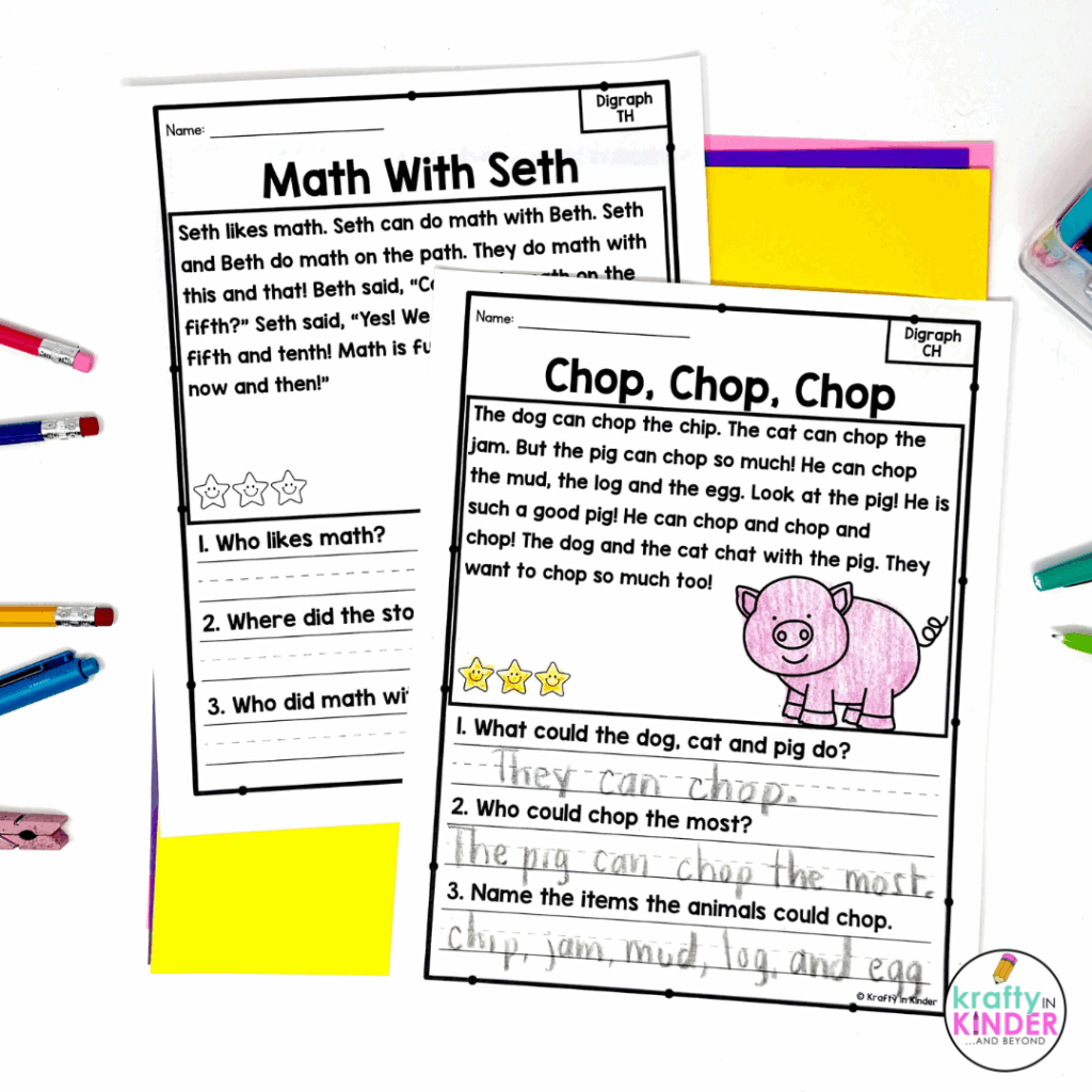 On day 2, students can answer comprehension questions using the reading passage.