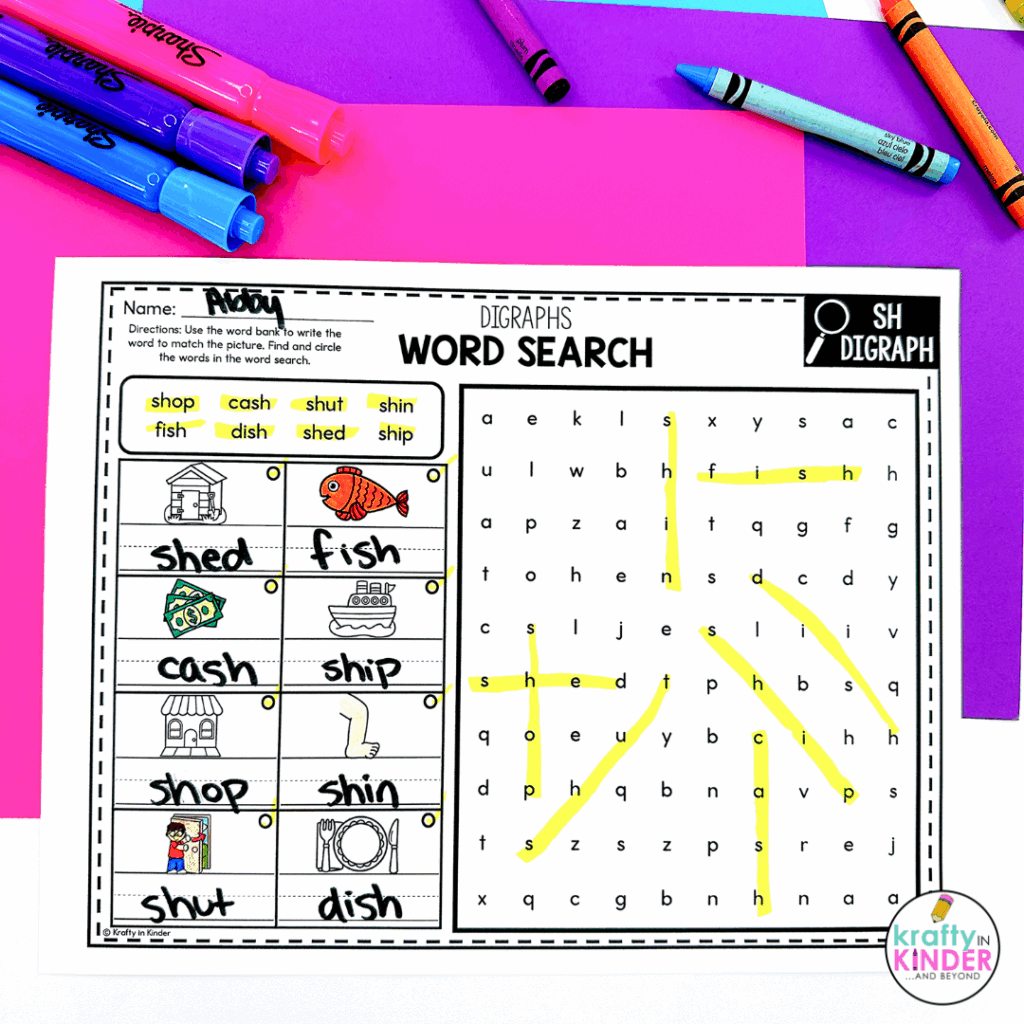 Word searches are also great ways to give students some decodable digraph practice!