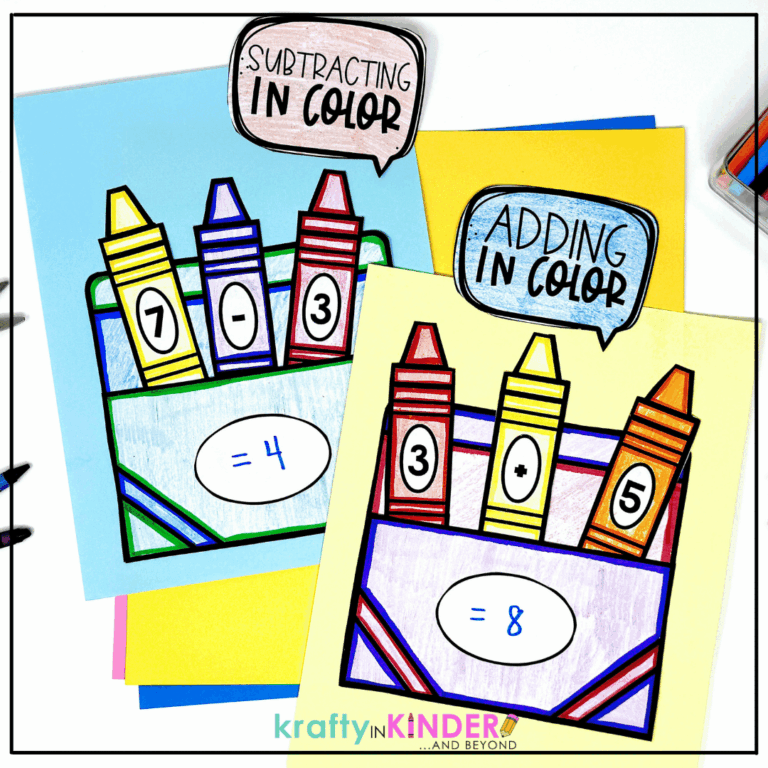 These 11 first grade math crafts can be used to practice a variety of math skills all year long.