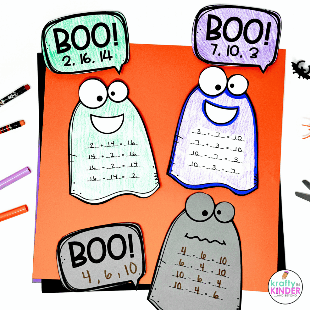 This first grade math craft has a fun halloween theme and focuses on math facts.
