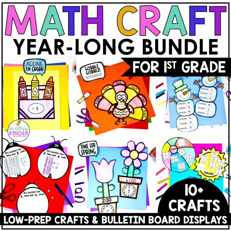 11 First Grade Math Crafts to Use All Year Long - Krafty in Kinder