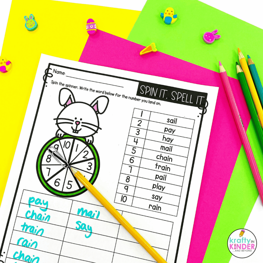 Thematic spelling activities can be paired with seasons, holidays, or what students are learning about in science.