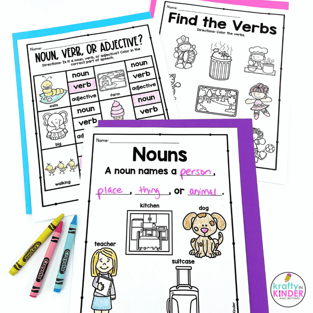 These low prep worksheets will help students practice identifying nouns, verbs and adjectives.