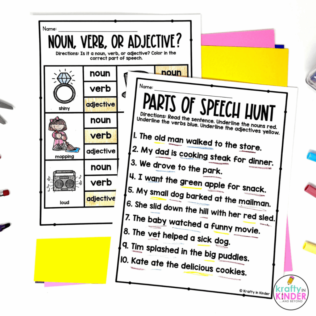 Hunt for parts of speech to extend students understanding.