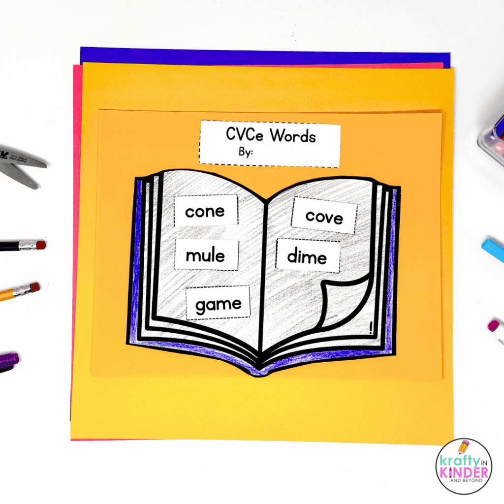 Students can practice CVCe words using this book craft.