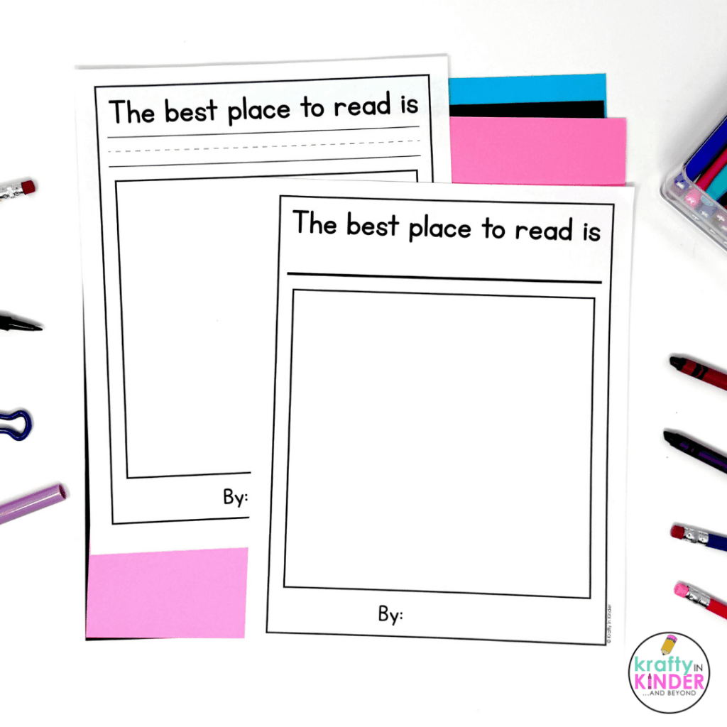 Using this simple writing page, students can share the best place to read.