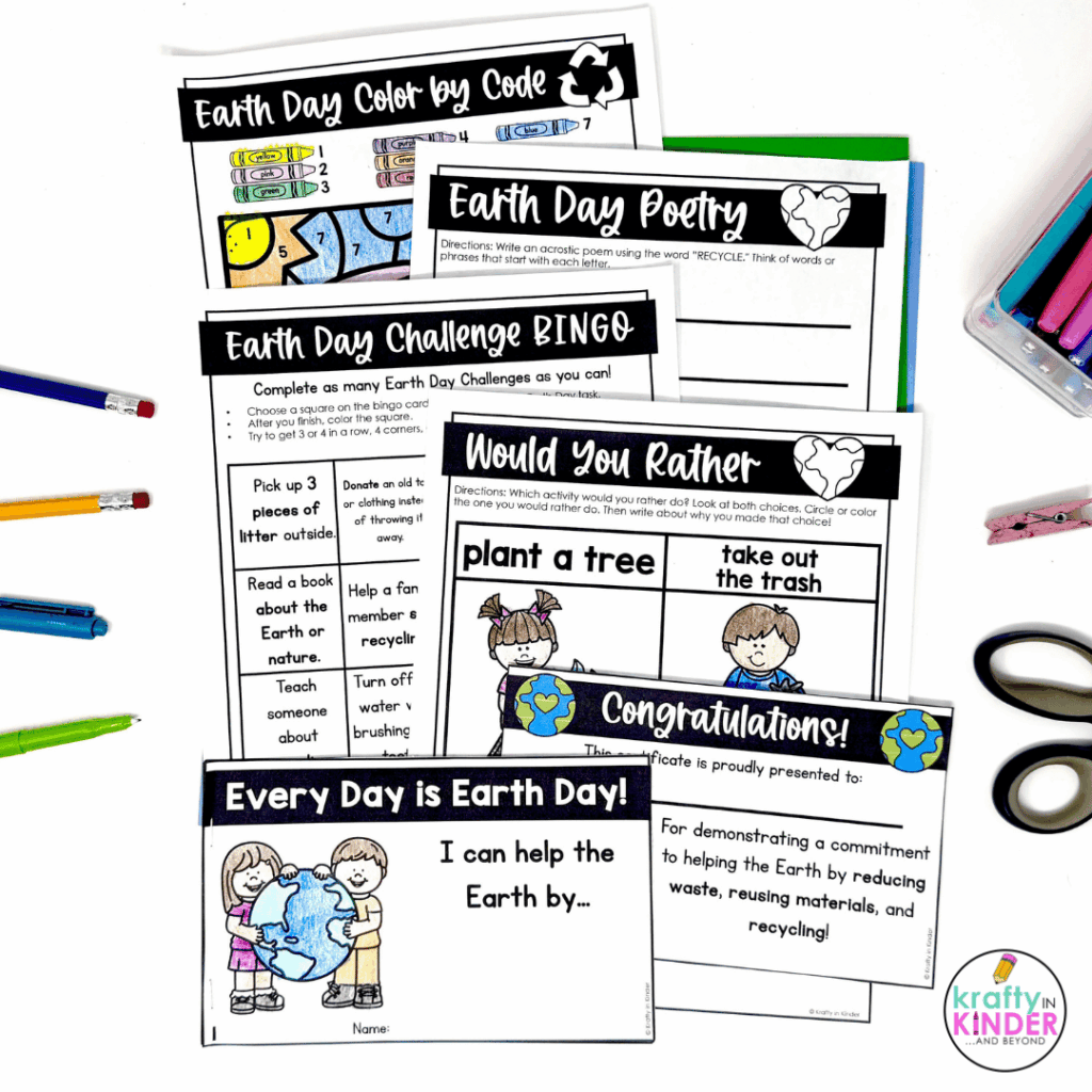 Use these activities throughout the week for some structured Earth Day fun.