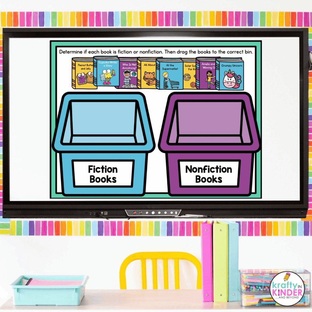Students can sort fiction vs. nonfiction books using this digital activity.