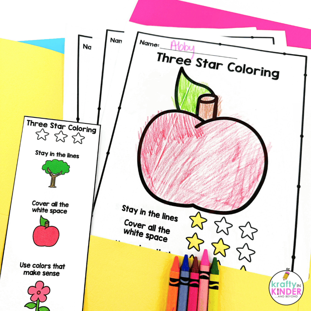 Introduce what "best work" looks like with these 3-star coloring pages.