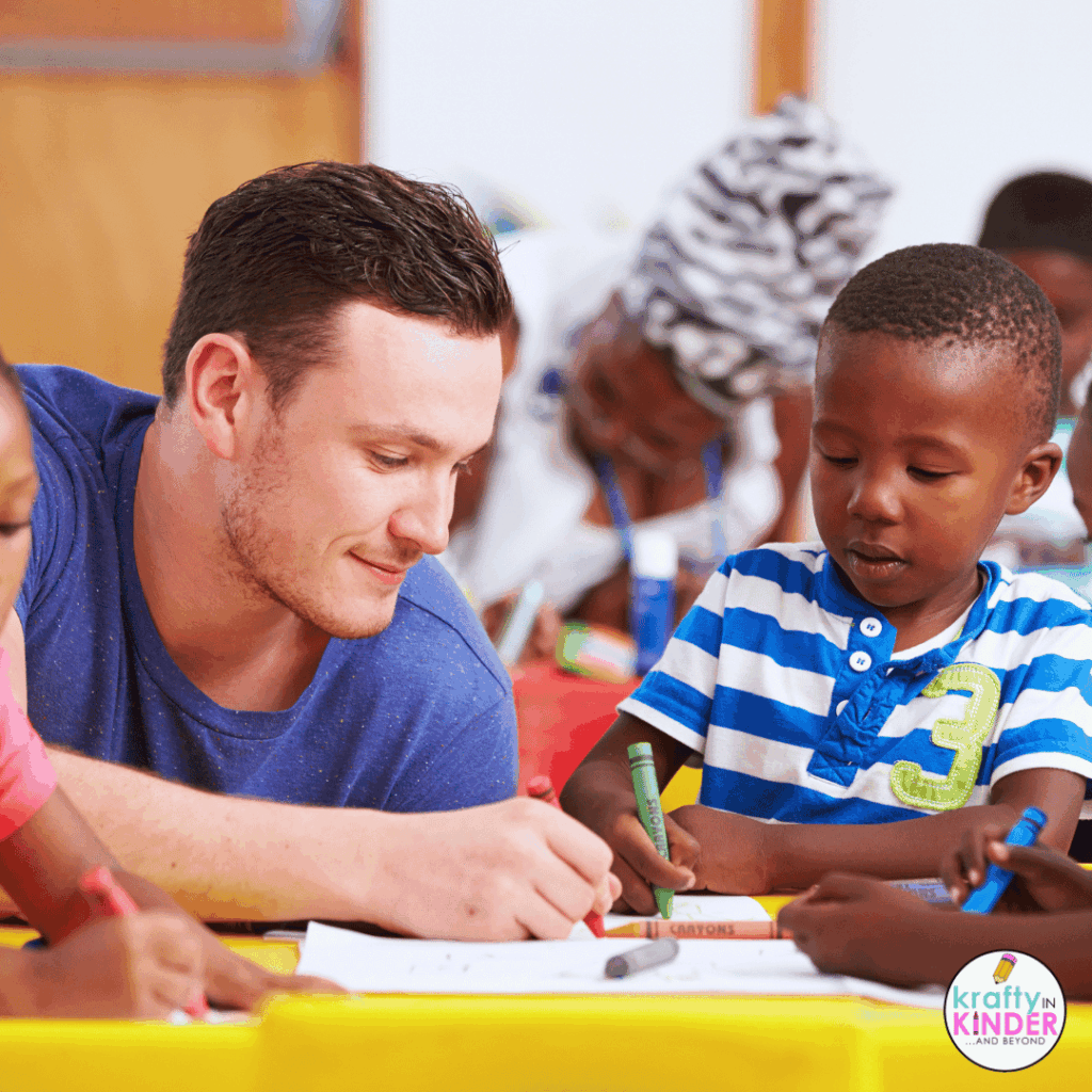 Modeling is an essential part of kindergarten writing practice.