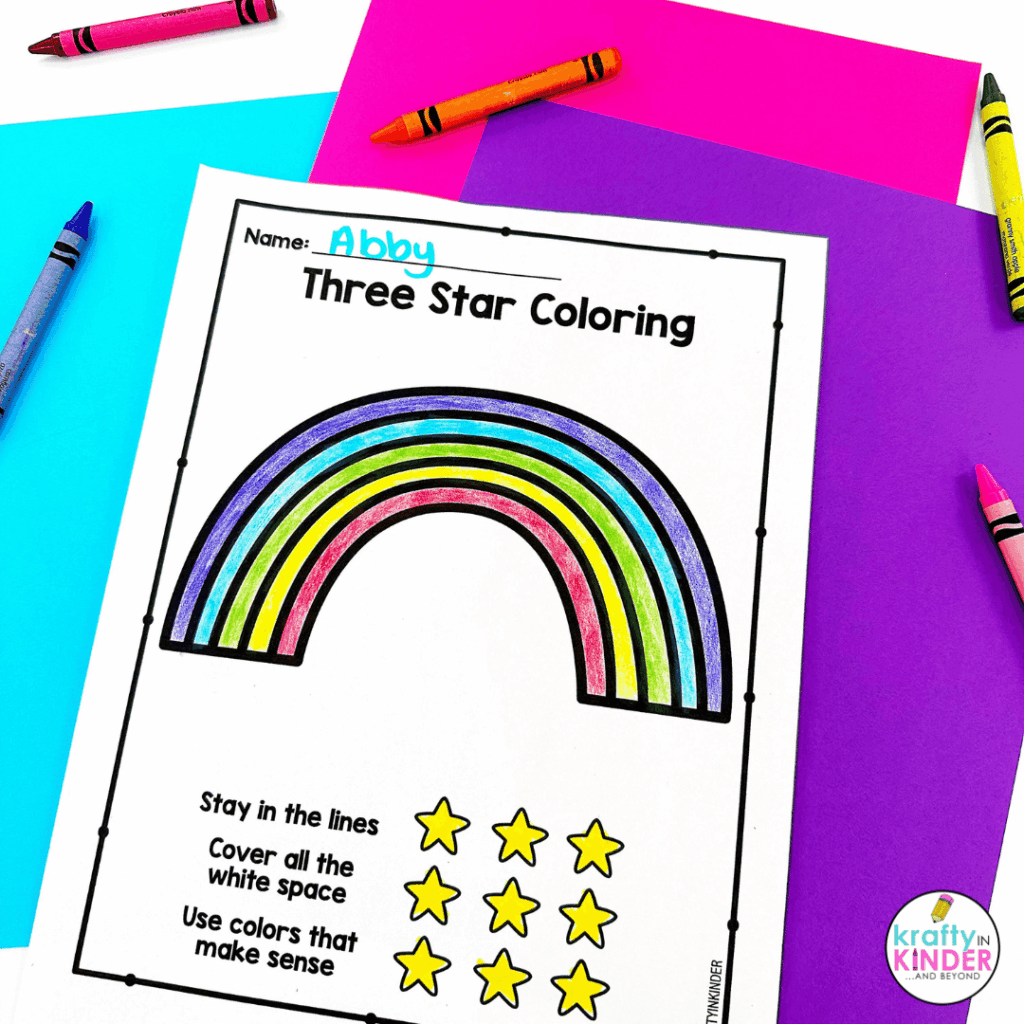 Practice doing these 3 star coloring pages together before expecting independence.