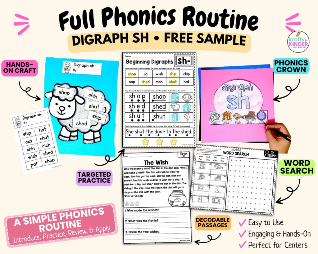 Grab this free digraph sample so you can try this phonics routine in your classroom.