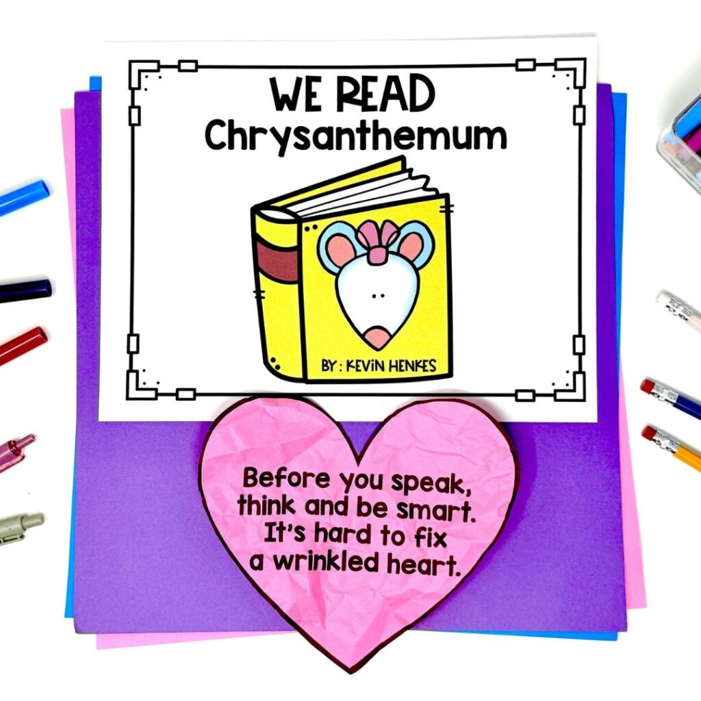 Include this kindness heart as part of your Chrysanthemum activities to help students understand the impact negative words can have.