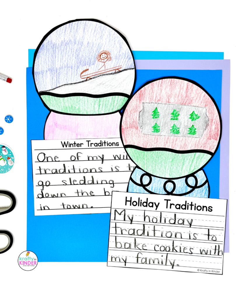 Holiday and winter traditions writing craft for kindergarten and first grade
