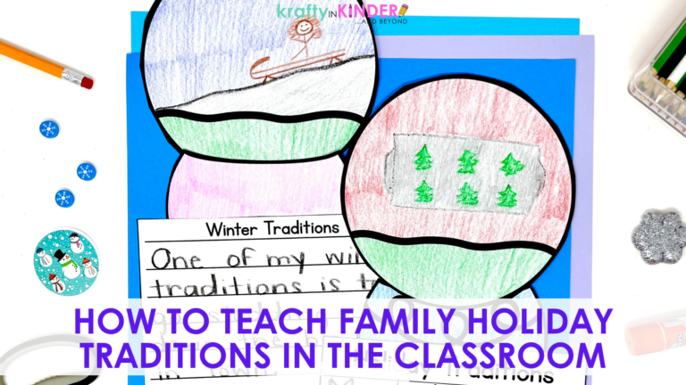 Student holiday traditions writing craft with snow globes