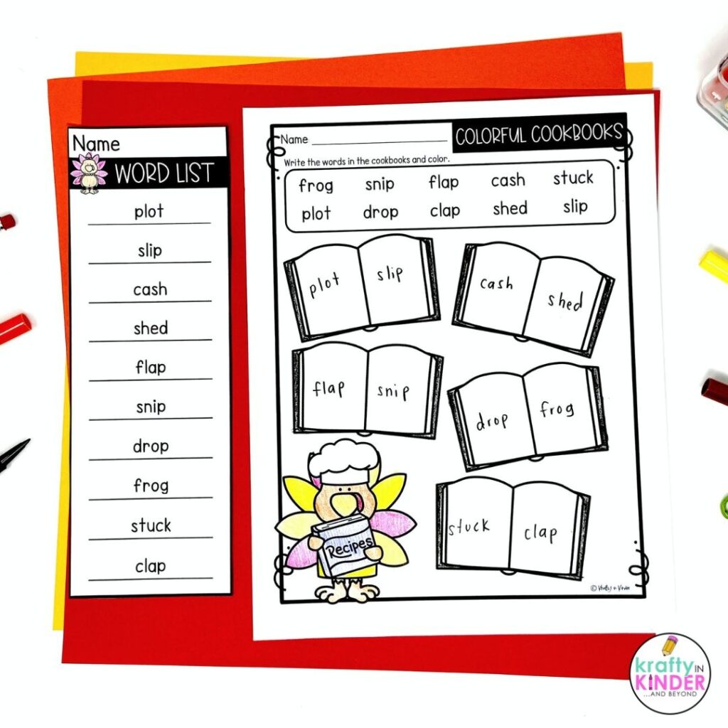 Use familiar spelling activities in November when time is limited.