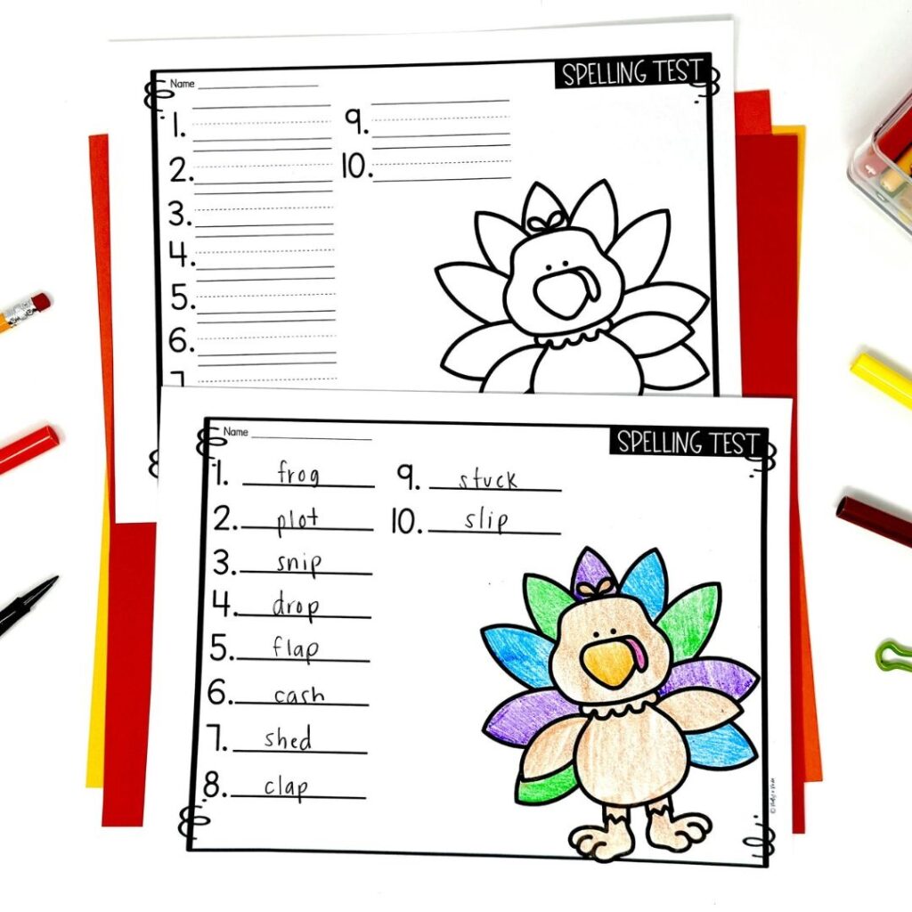 Inside my editable November spelling activities, you will find printables for spelling tests, activities, lists and more.